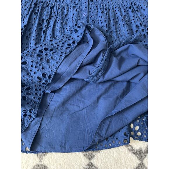 LILLY PULITZER Navy Oyster Bay Hazelanne Eyelet Sunflower Button Front Dress 16 - Picture 9 of 14